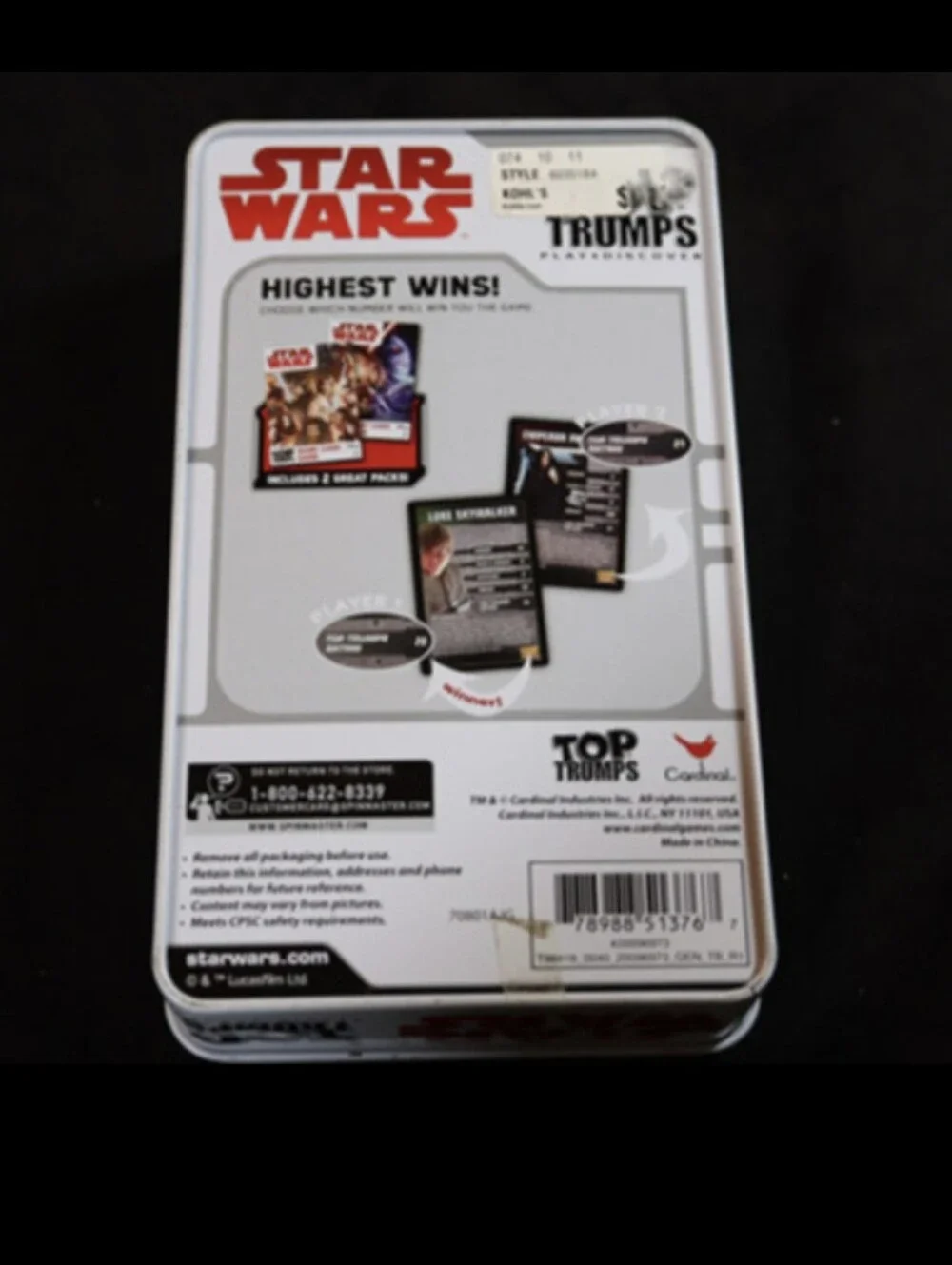 Star Wars 2 Pack “Top Trumps” Giant Card Game W/ Metal Tin Box